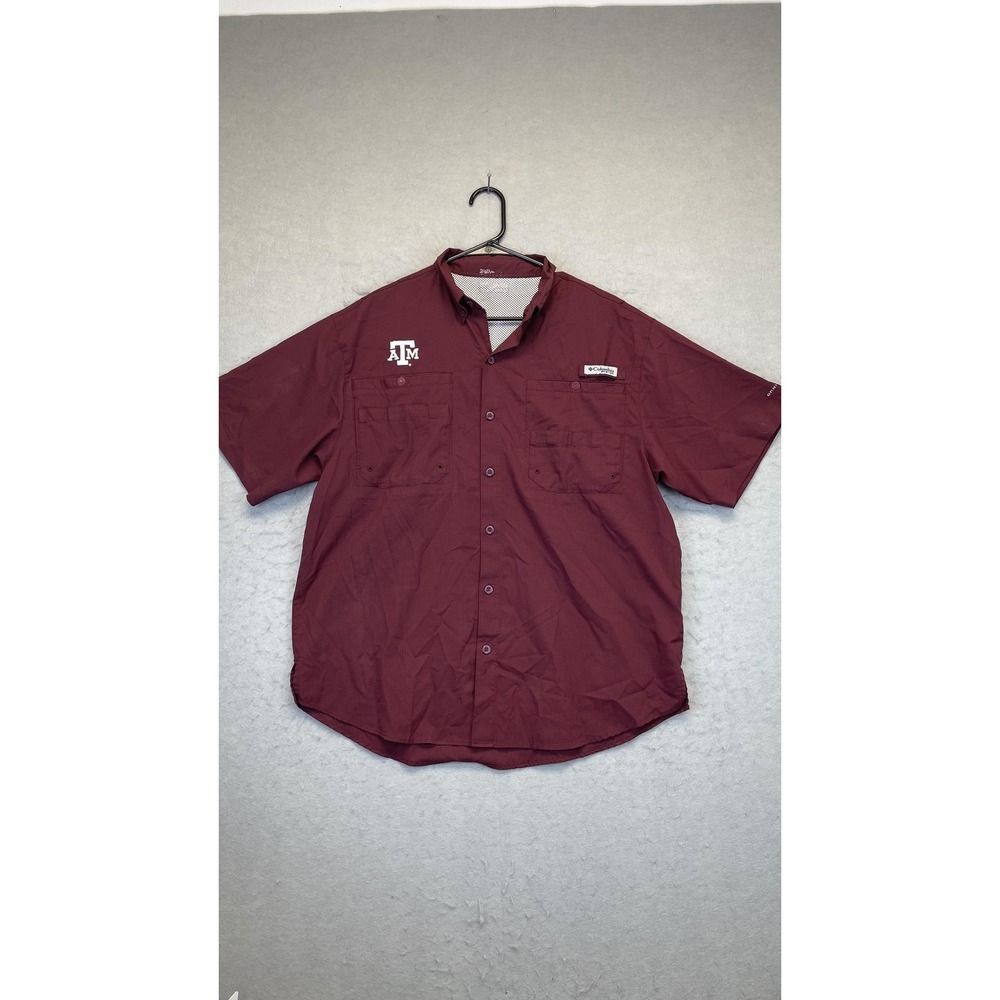 Texas A&M Aggies Shirt Mens Maroon NCAA Football Columbia PFG Fishing Omni-Shade